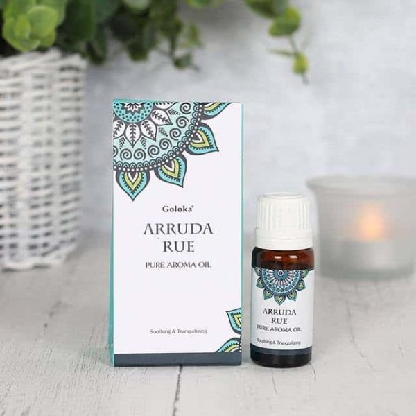 Arruda Rue Fragrance Oil by Goloka in 10ml size comes in a beautifully designed cardboard pouch.
