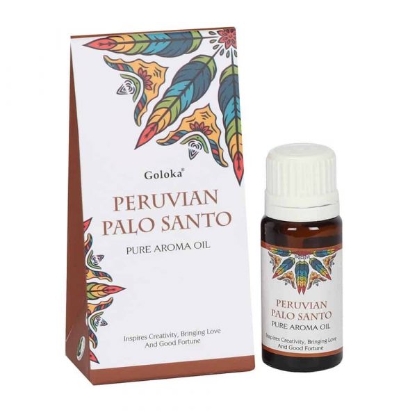 Peruvian Palo Santo Fragrance Oil by Goloka in 10ml size comes in a beautifully designed cardboard pouch.