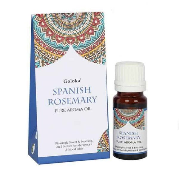 Spanish Rosemary Fragrance Oil by Goloka in 10ml size comes in a beautifully designed cardboard pouch.