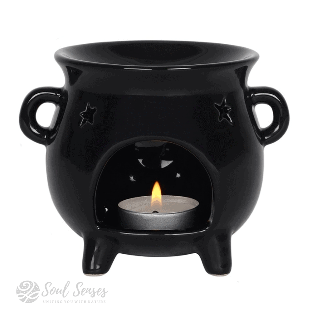 Ceramic Black Witches’ Cauldron Oil Burner & Wax Melter