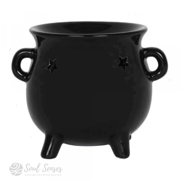 Ceramic Black Witches’ Cauldron Oil Burner and Wax Melter