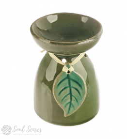 Green Ceramic Tropical Leaf Oil Burner & Wax Melter