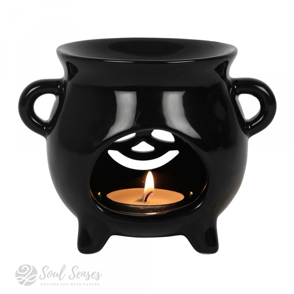Halloween Black Triquetra Cauldron Ceramic Glaze Oil Burner back