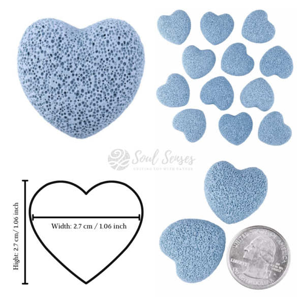 Blue Heart Shaped Lava Stone Bead No Holes