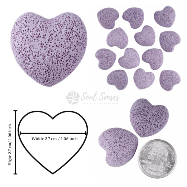 Purple Heart Shaped Lava Stone Bead No Holes